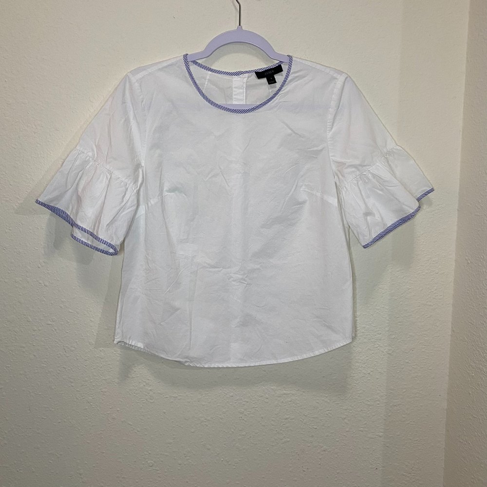 J Crew white bell sleeve peasant blouse